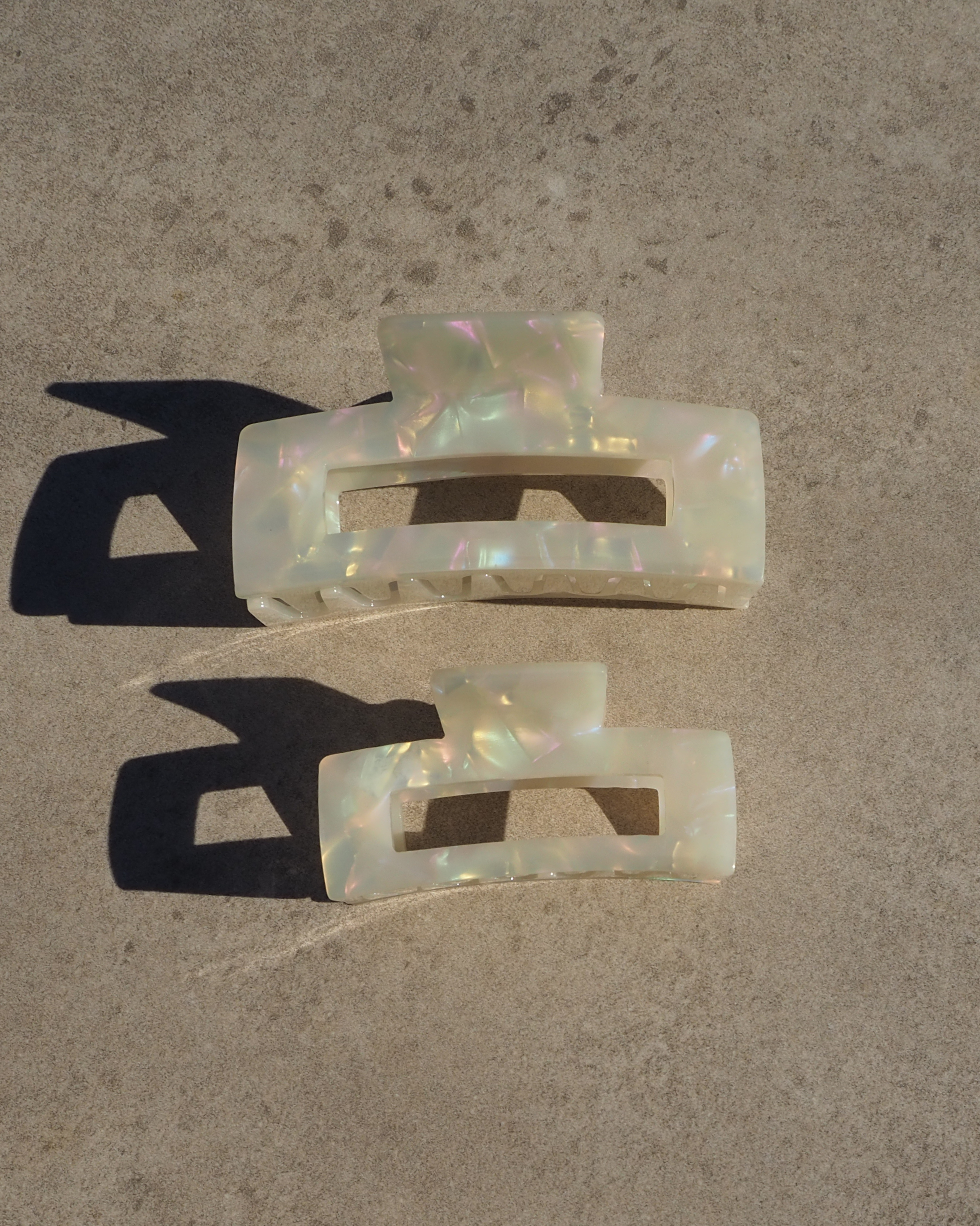 Rectangle Claw Clip | White Crystal